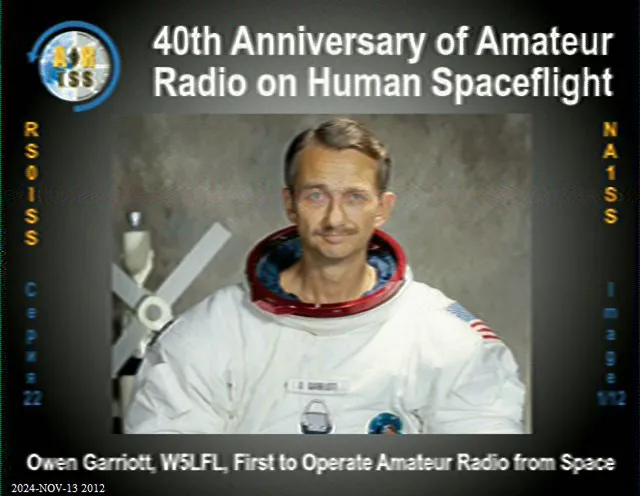 SSTV reception showing astronaut Owen Garriott, W5LFL, the first person to operate amateur radio from space.