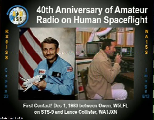 SSTV reception commemorating the first amateur-radio contact from STS-9 in December 1983.