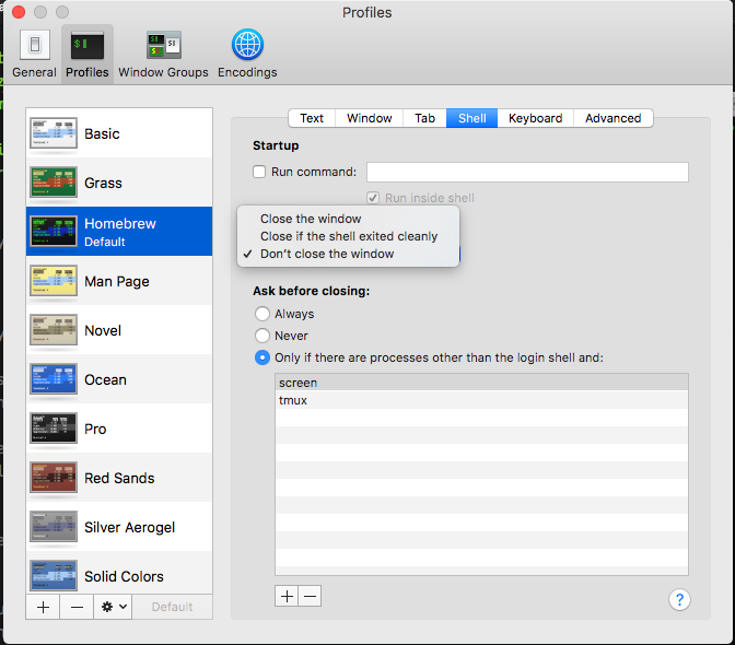 Terminal 'Preferences'